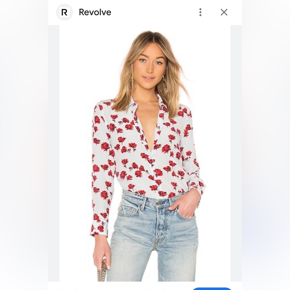 Equipment White and Red Floral Button Down Shirt
